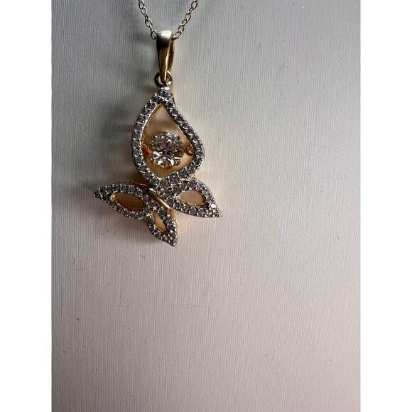 Butterfly CZ pendant in YG over sterling silver with 18 inch chain - Picture 12 of 13